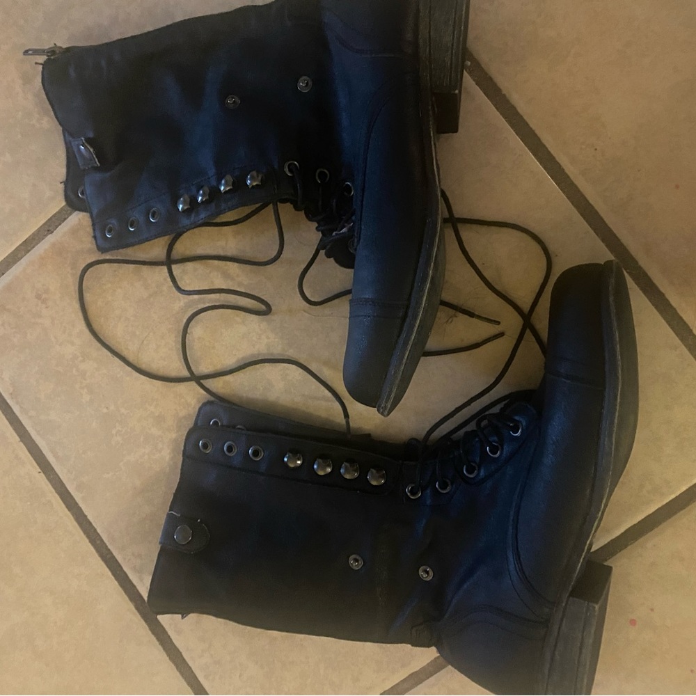 Black leather boots